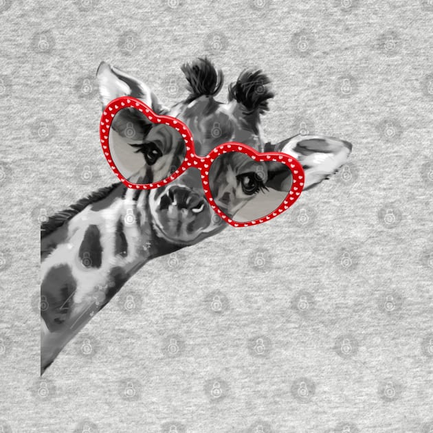 Hipster Giraffe with Heart Shape Glasses by bignosework